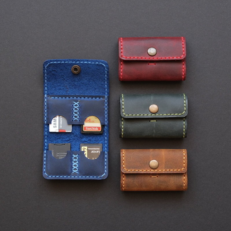 Camera Card Bag Supplier - Personalized 4 Slots Leather SIM SD Wallet