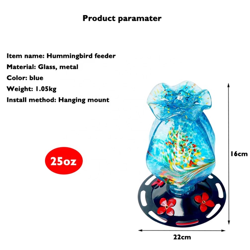 Hummingbird Feeder Supplier - Wholesale 25oz Hand Blown Glass 4 Flower Ports