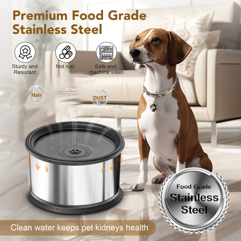 Dog Water Bowl Supplier - Wholesale 3.5L Stainless Steel No Spill Grey
