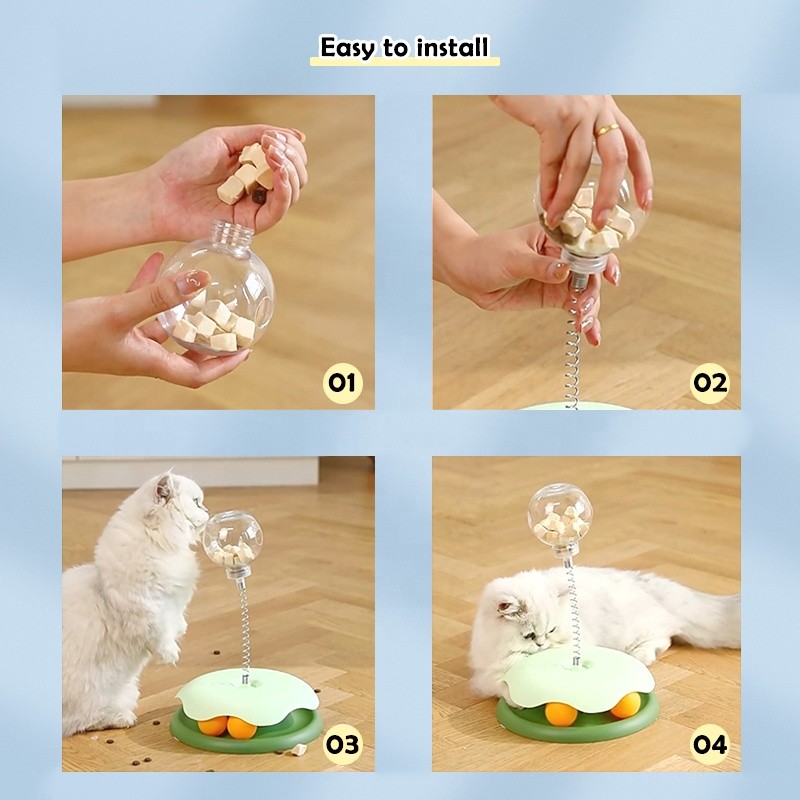 Cat Puzzle Feeder Supplier - Kitty Spring Treat Ball Slow Feeder Turntable