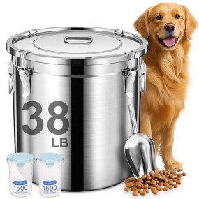 Pet Food Container Supplier - Stainless Steel Airtight 38LB Locking Lid