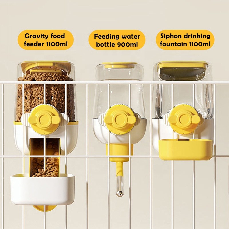 Pet Cage Feeder Supplier - 3 Pieces Automatic Hanging Food Water Bowls