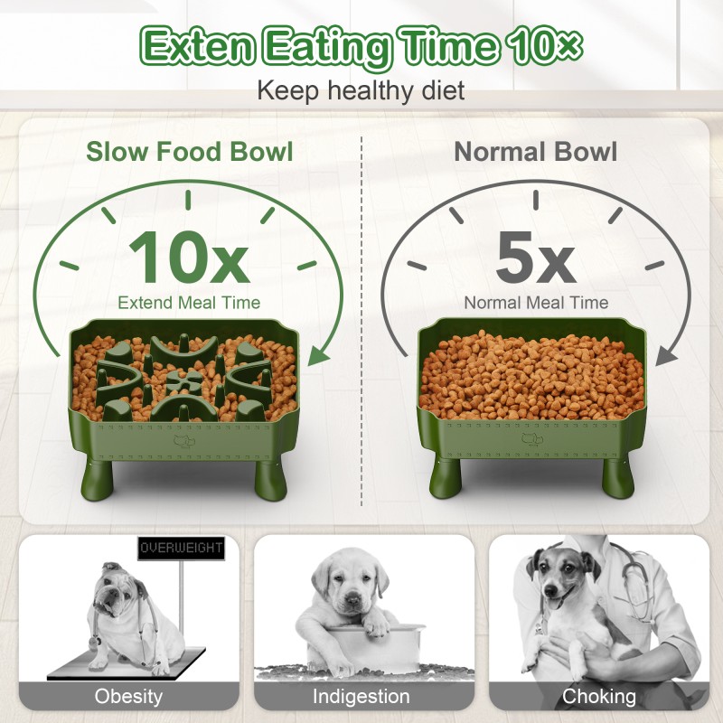 Interactive Dog Bowl Supplier - Anti-Slip 2 in 1 Elevated Puzzle Feeder