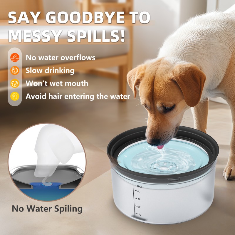 Floating Dog Bowl Supplier - 4.5L Large Capacity Transparent Disk Anti-Splash