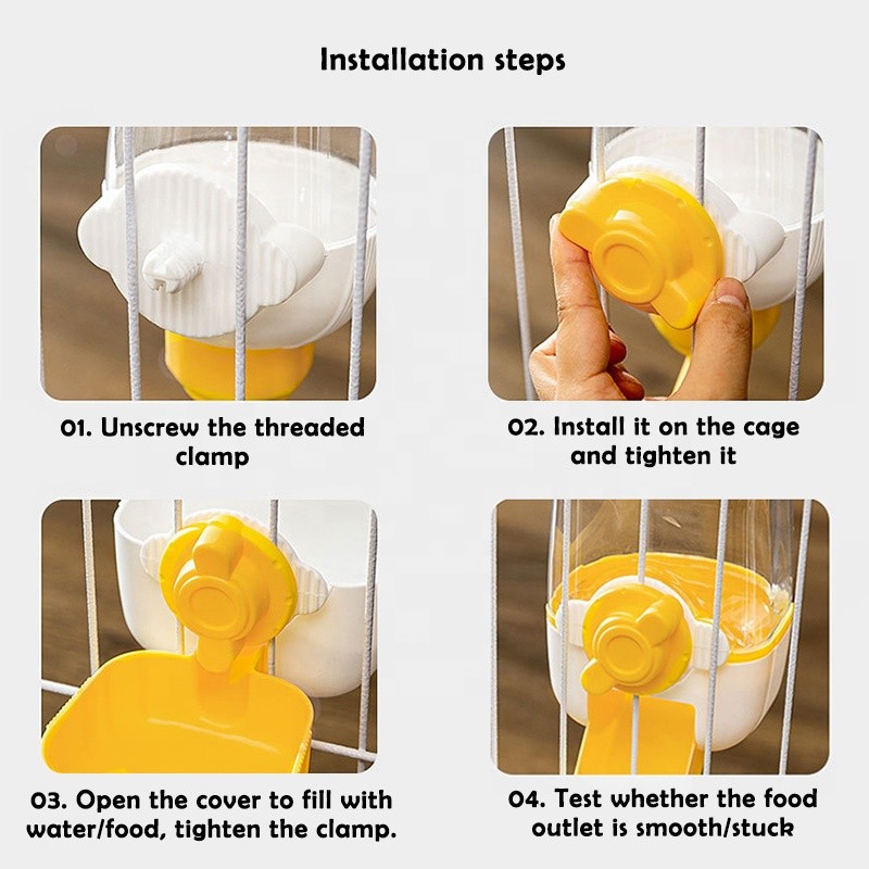 Pet Cage Feeder Supplier - 3 Pieces Automatic Hanging Food Water Bowls