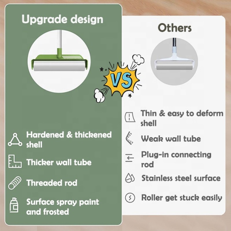 Pet Hair Remover Supplier - Green Clothes Floor Portable Sticky Long Handle