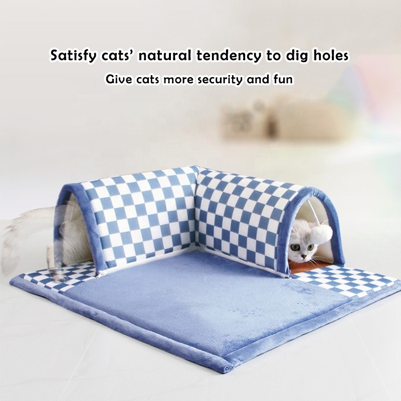 Cat Cave Bed Manufacturer - Cute L Shape Tunnel Playground Soft Plush Washable