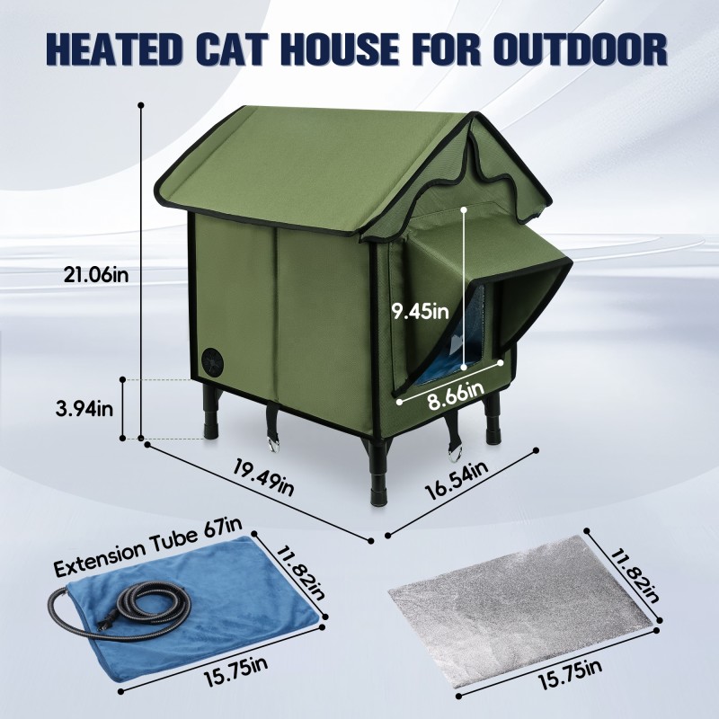 Cat House Factory - Insulated Elevated Waterproof Heated Outdoor Shelter