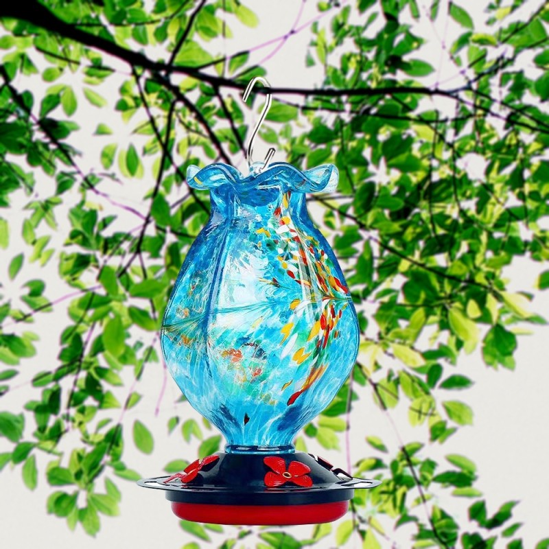 Hummingbird Feeder Supplier - Wholesale 25oz Hand Blown Glass 4 Flower Ports