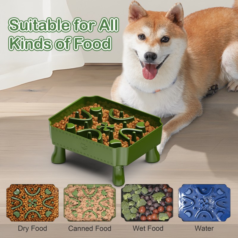 Interactive Dog Bowl Supplier - Anti-Slip 2 in 1 Elevated Puzzle Feeder