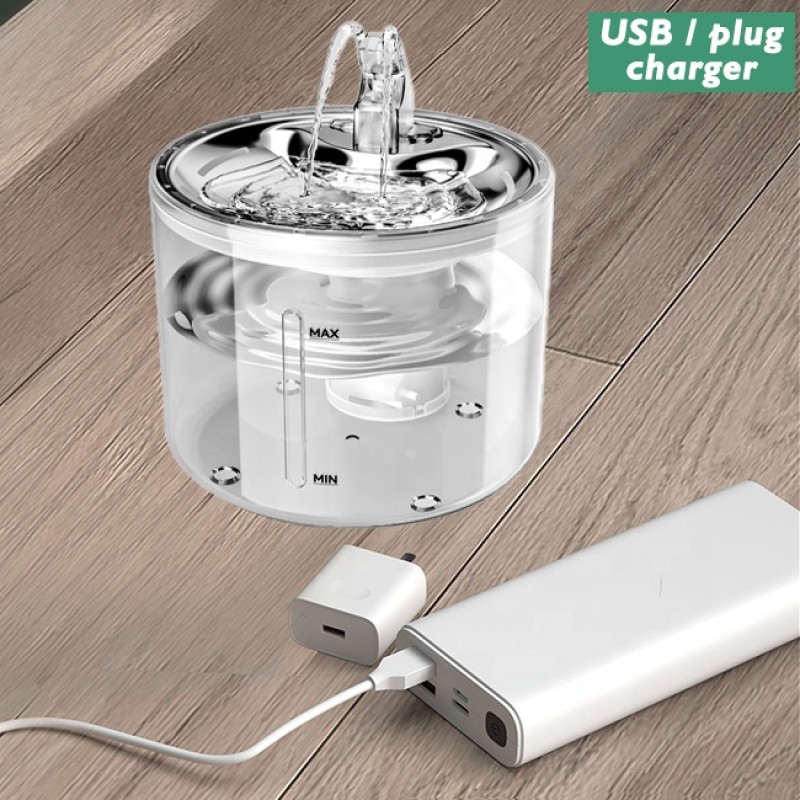 Pet Drinking Fountain Supplier - 2.6L Automatic Circulation Smart Stainless