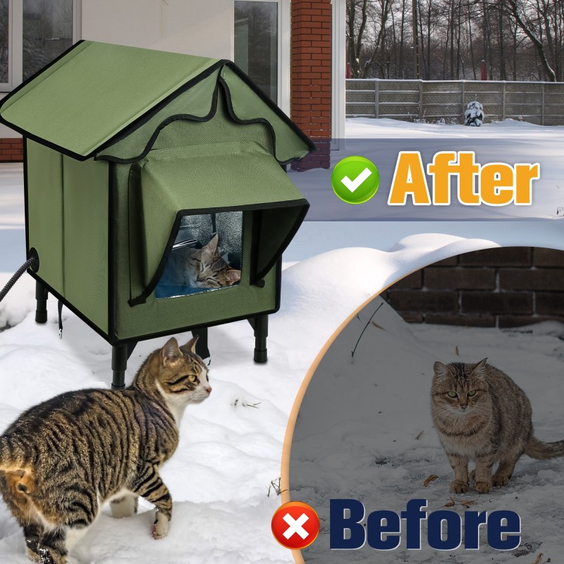 Cat House Factory - Insulated Elevated Waterproof Heated Outdoor Shelter