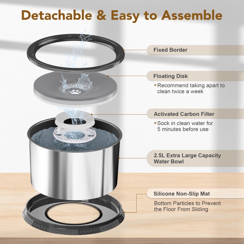 Dog Water Bowl Supplier - Wholesale 3.5L Stainless Steel No Spill Grey