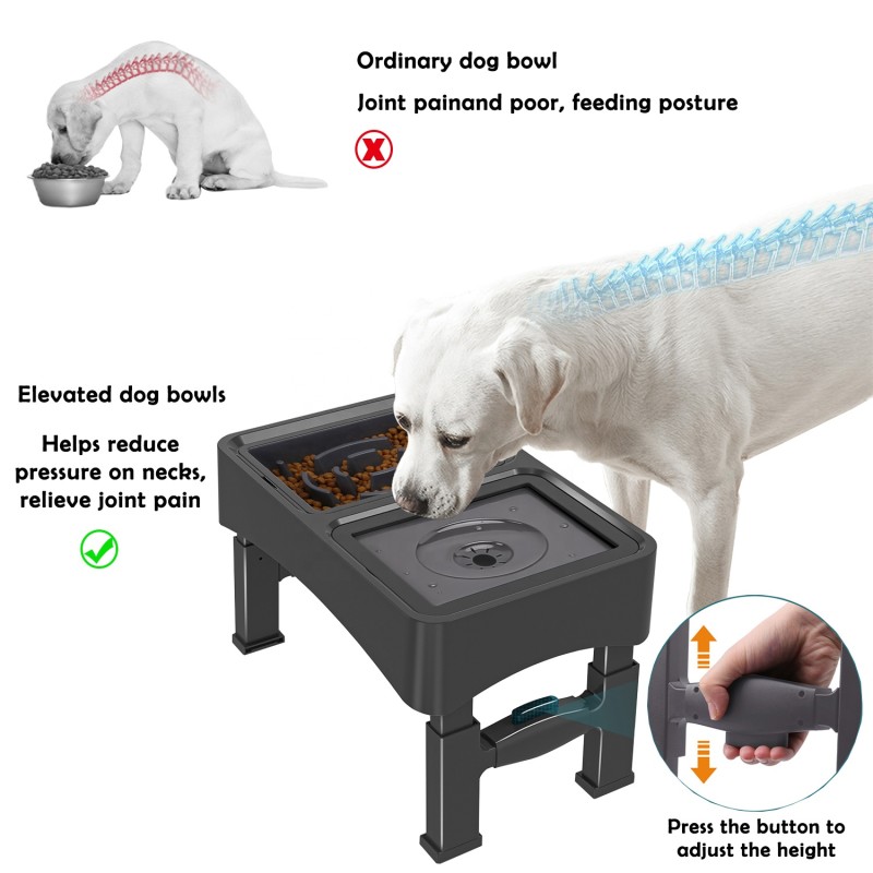 Adjustable Dog Bowl Manufacturer - DIY 4 Height Raised Stand Slow Feeder