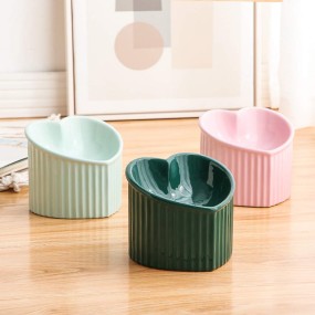 Heart-shaped Bowl Manufacturer - Customizable Ceramic Raised Oblique Mouth Striped