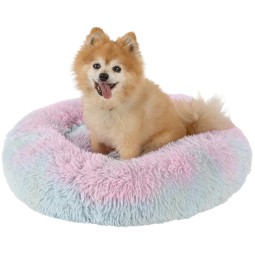Pet Cushion Supplier - Soft Luxury Plush Pink Grey White Round Bed