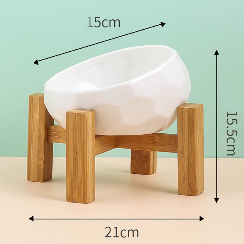 Ceramic Pet Bowl Supplier - High Quality Ceramic Feeder With Wooden Holder