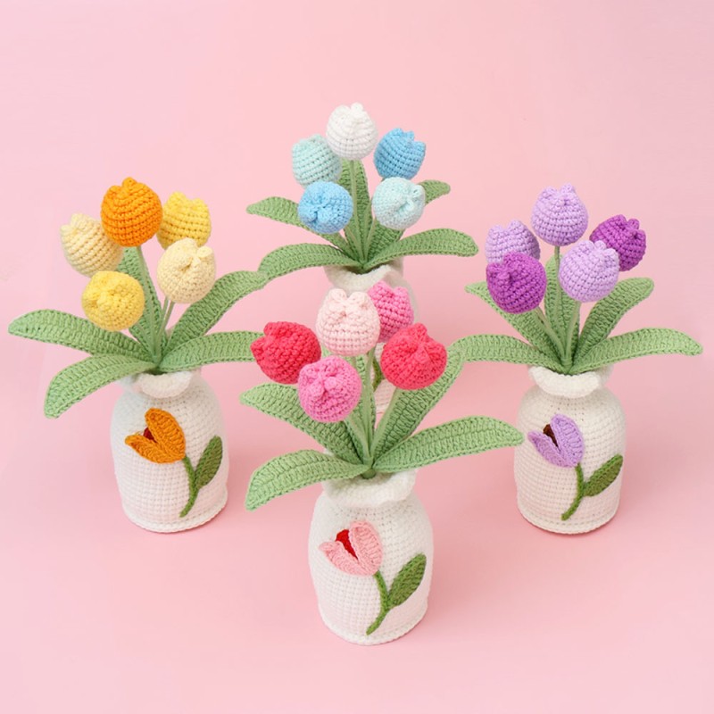 Crochet Plant Manufacturer - OEM Artificial Potted Tulip