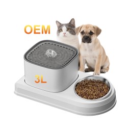 Automatic Cat Fountain Feeder Supplier - 2-in-1 Smart Stainless Steel Bowl OEM