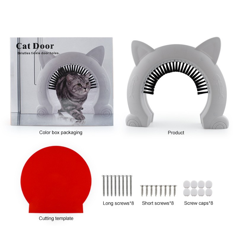 Cat Flap Door Manufacturer - Durable Cute Ears with Brush Self-Cleaning Arches