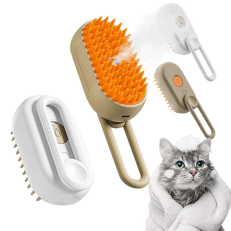 Foldable Pet Hair Remover Factory - 3-in-1 Silicone Steam Spray Massage Comb