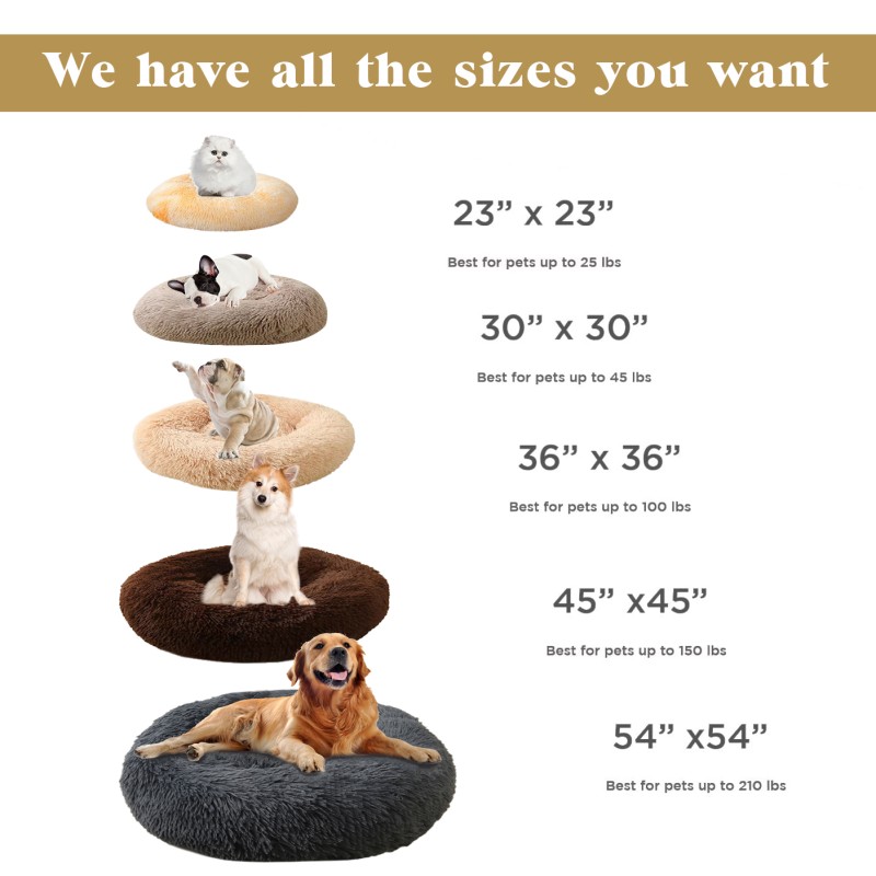 Faux Fur Pet Bed Factory - Washable Round Calming Fluffy Plush Customized Dog Bed
