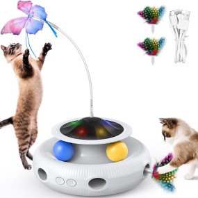 Smart Interactive Cat Toy Factory - 3in1 Rechargeable Fluttering Butterfly Feather