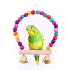 Parrot Swing Toy Manufacturer - Natural Wooden Perch Hanging Swings with Beads Bells