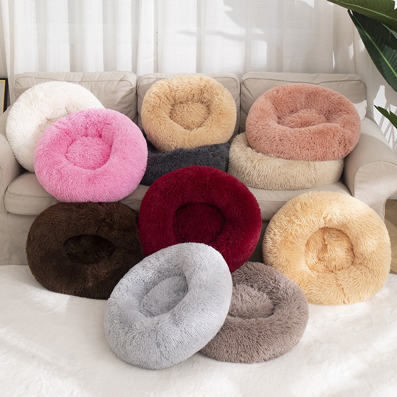 Faux Fur Pet Bed Factory - Washable Round Calming Fluffy Plush Customized Dog Bed