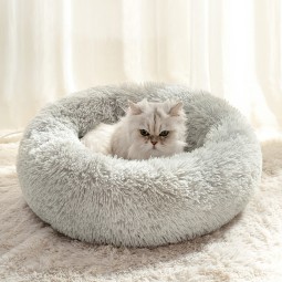 Faux Fur Pet Bed Factory - Washable Round Calming Fluffy Plush Customized Dog Bed