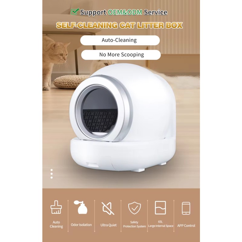 Automatic Litter Box Manufacturer - 65L Self-Cleaning Plastic Supplies