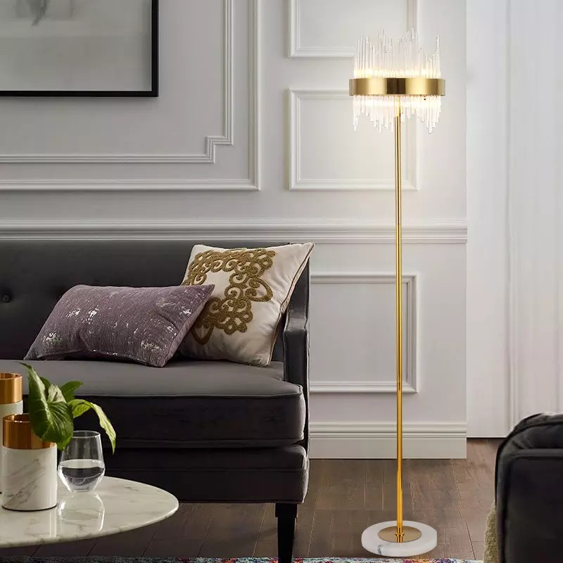 Marble Floor Lamp Supplier - Stainless Steel Crystal Luxury Living