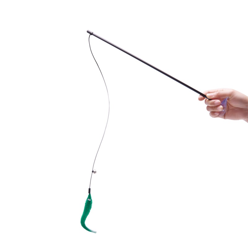 Cat Teasing Stick Supplier - Suction Cup Feather Bell Long Stick Anti-bite