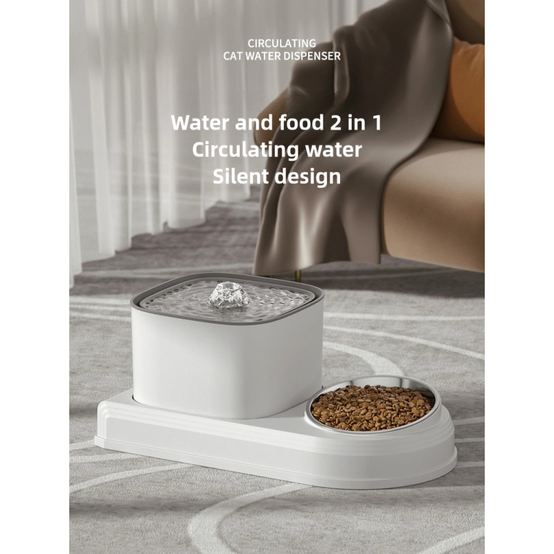 Automatic Pet Water Dispenser Manufacturer - 2-in-1 Charge Filters Stainless Bowl