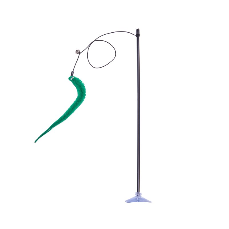Cat Teasing Stick Supplier - Suction Cup Feather Bell Long Stick Anti-bite