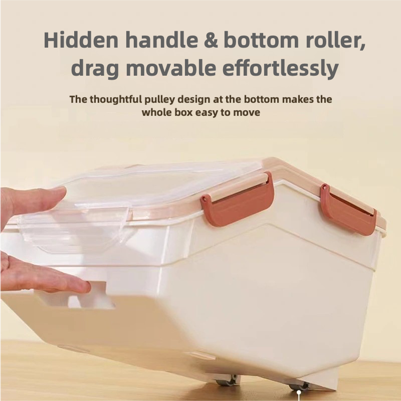 Pet Food Storage Box Factory - 15kg Plastic Dispenser with Wheels Mobile
