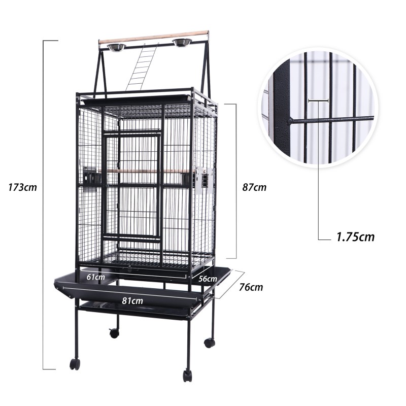 Pet Bird Cage Factory - Wholesale 68 Inch Modern Black Wheels