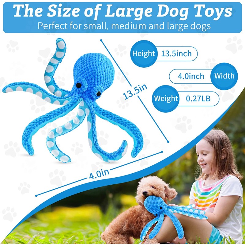 Octopus Dog Toy Manufacturer - Durable Plush Squeaky Chew Toy Large Dogs