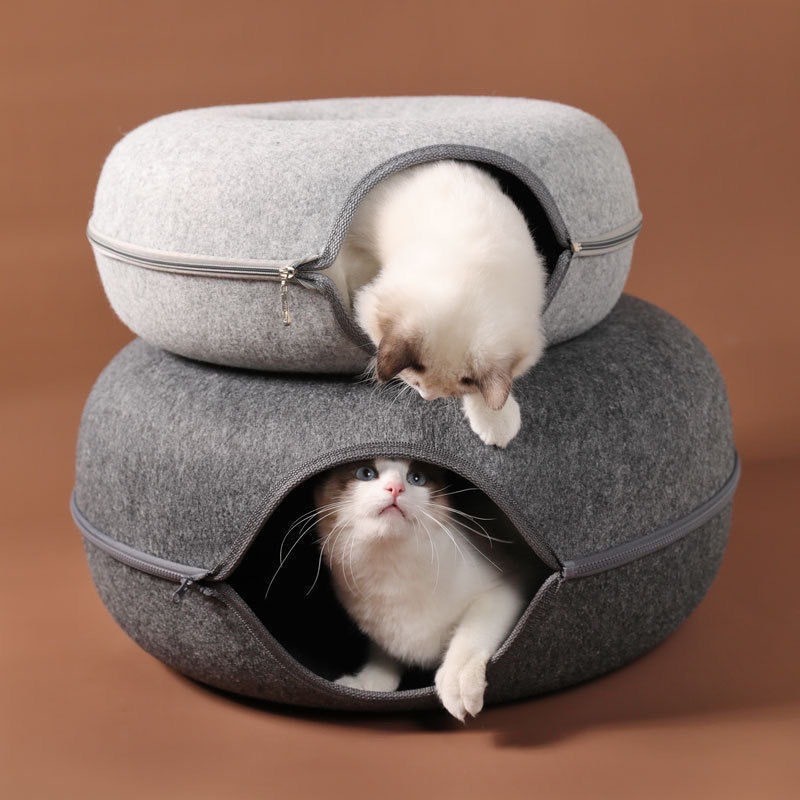 Pet Cave Bed Supplier - 2-in-1 Foldable Fluffy Washable Cushion Kitten