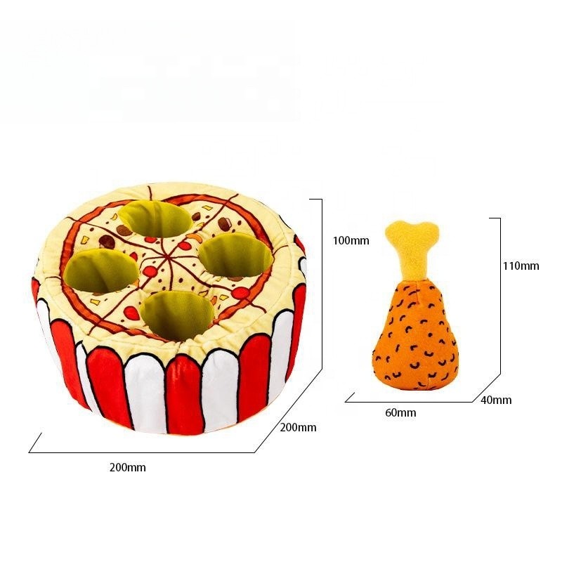 Plush Dog Toys Factory - Fried Chicken Pizza Snuffle Puzzle Cognitive