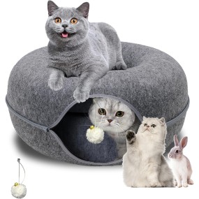 Pet Cave Bed Supplier - 2-in-1 Foldable Fluffy Washable Cushion Kitten