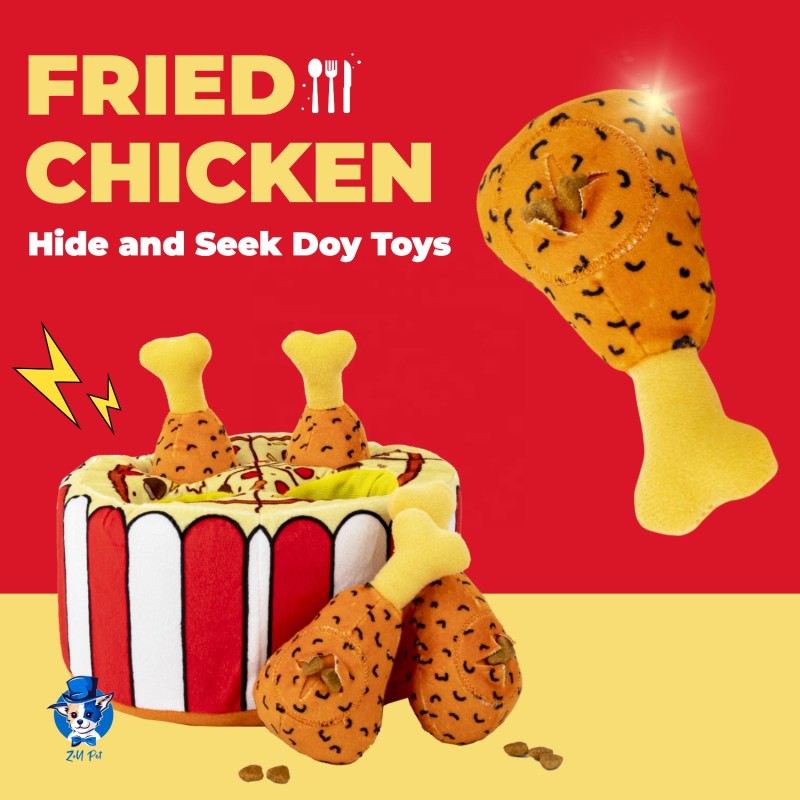 Plush Dog Toys Factory - Fried Chicken Pizza Snuffle Puzzle Cognitive