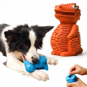 Dinosaur Dog Toy Supplier - Rubber Teething Treat Dispensing Puzzle Toy