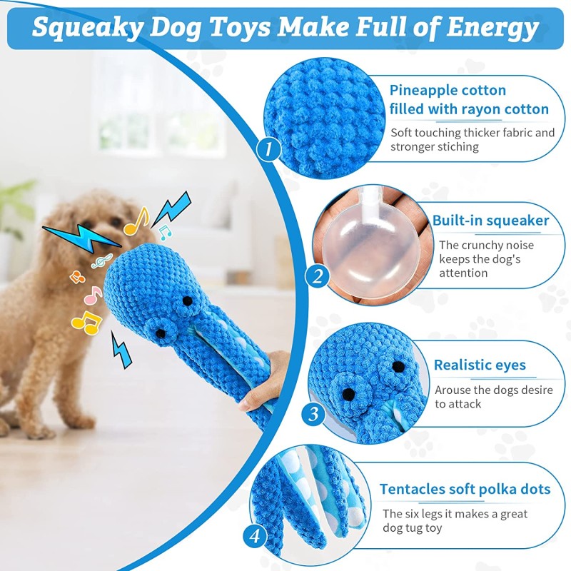 Octopus Dog Toy Manufacturer - Durable Plush Squeaky Chew Toy Large Dogs