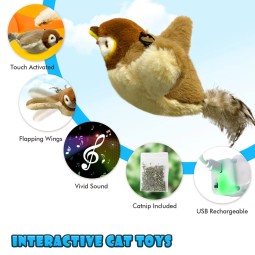 Pet Squeak Toy Factory - Electric Rechargeable Flapping Bird Touch Activated