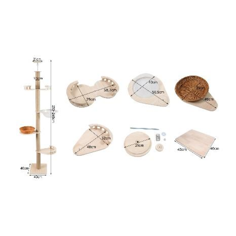 Cat Climbing Tower Supplier - Luxury Wooden Floor to Ceiling Scratching Posts