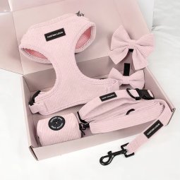 Dog Harness Supplier - Solid Pink Adjustable Soft Handle Collar Kit