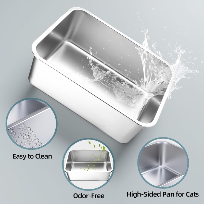 Cat Litter Box Supplier - Stainless Steel Non-Stick Metal Pan Odor-Free