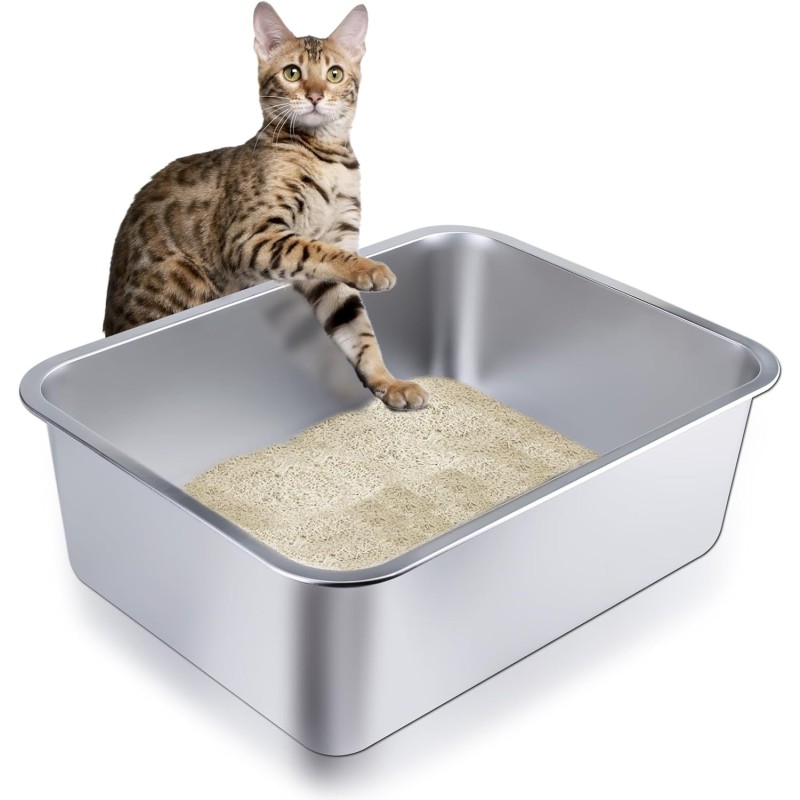Cat Litter Box Supplier - Stainless Steel Non-Stick Metal Pan Odor-Free
