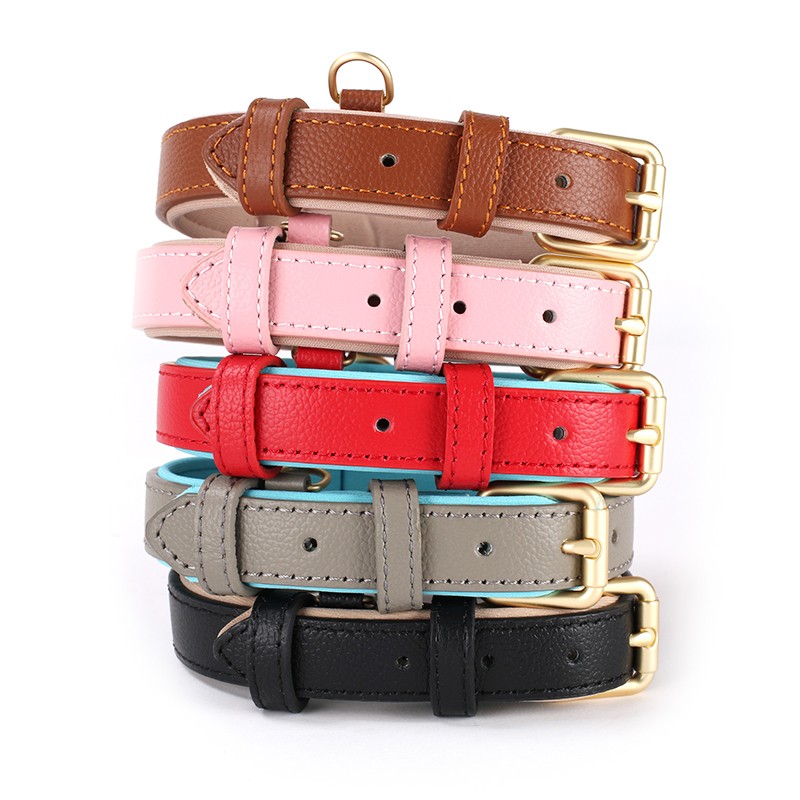 Dog Collar Supplier - Leather Lychee Grain Adjustable Cowhide